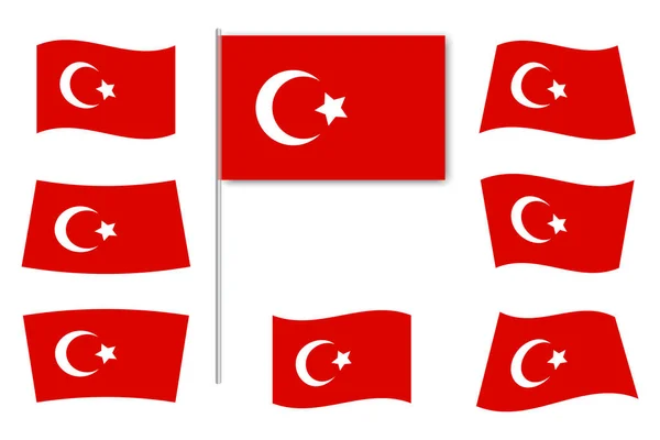 Törökország Zászlója Iszlám Állam Jelképének Vektorikonja Törökország Nemzeti Jeleinek Piros — Stock Vector