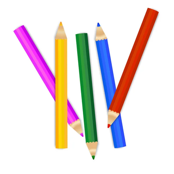 Rozproszone Kolorowe Ołówki Ołówki Krajobrazowe Przedmioty Malowania Bałaganie Zdjęcie Stockowe — Wektor stockowy