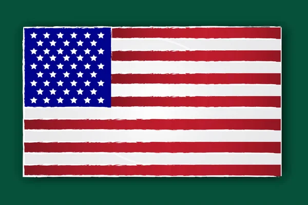 American Usa Flag Grunge Style Green Background Vector Grungy Template — Stock Vector