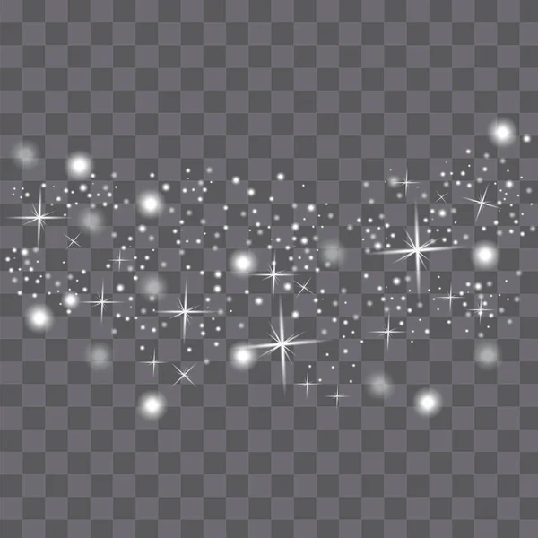 Vector Estrellas Brillantes Polvo Blanco Brillante Resplandor Mágico Ilustración Festiva — Archivo Imágenes Vectoriales