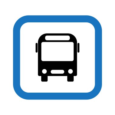 Otobüs dur tabelası. Toplu taşıma simgesini yönlendir. Bir güzergah aracı sembolü. Yolcu hizmetlerinin grafiksel sembolü. Stok Fotoğrafı.