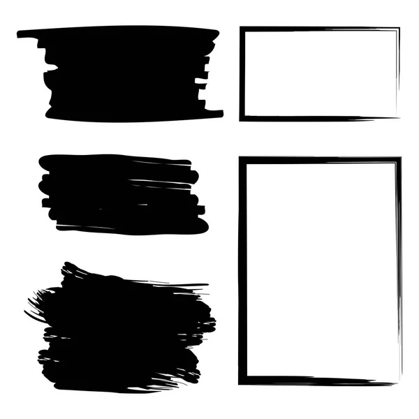 从黑色油漆中提取纹理 矩形黑色墨水正方形 粗糙的矩形 矢量图像 库存照片 — 图库矢量图片