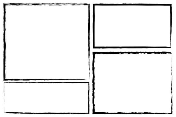 用刷子画出的矩形边框或边框 用铅笔或钢笔划过的地方 Grunge图像 库存照片 — 图库矢量图片