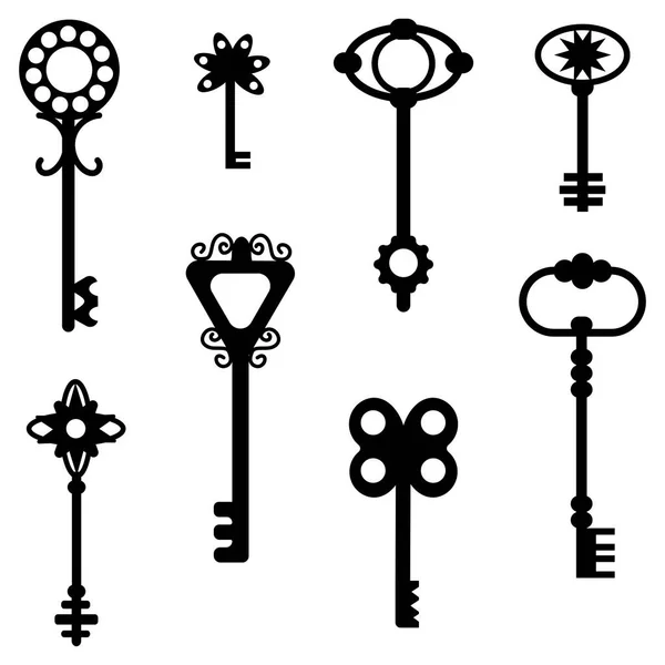 Antika Anahtarlar Eski Dekoratif Anahtarları Kullan Süslü Kapının Antika Anahtarları — Stok Vektör