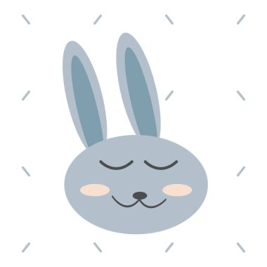 Çizgi film tavşanı izole. Bir çocuk tarafından çizilmiş tavşan. Gri sevimli hayvan. Vektör görüntüsü. Stok Fotoğrafı.