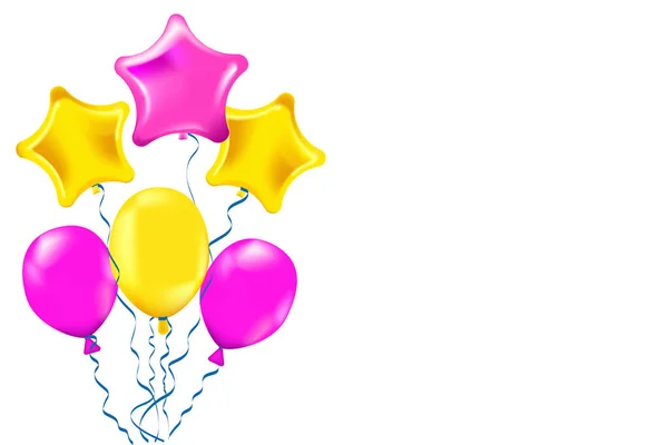 Διανυσματική Εικόνα Από Φωτεινά Μπαλόνια Γιορτινό Φόντο Γενεθλίων Απεικόνιση Ευτυχίας — Διανυσματικό Αρχείο
