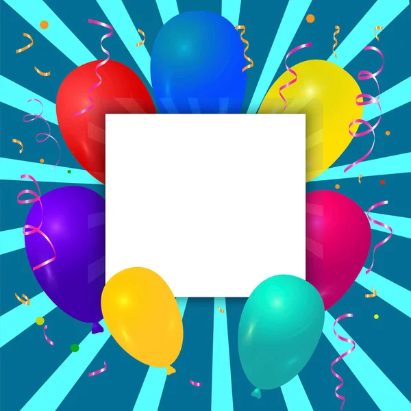 Cadre Ballons Anniversaire Cadre Lumineux Une Carte Vœux Pour Les — Image vectorielle