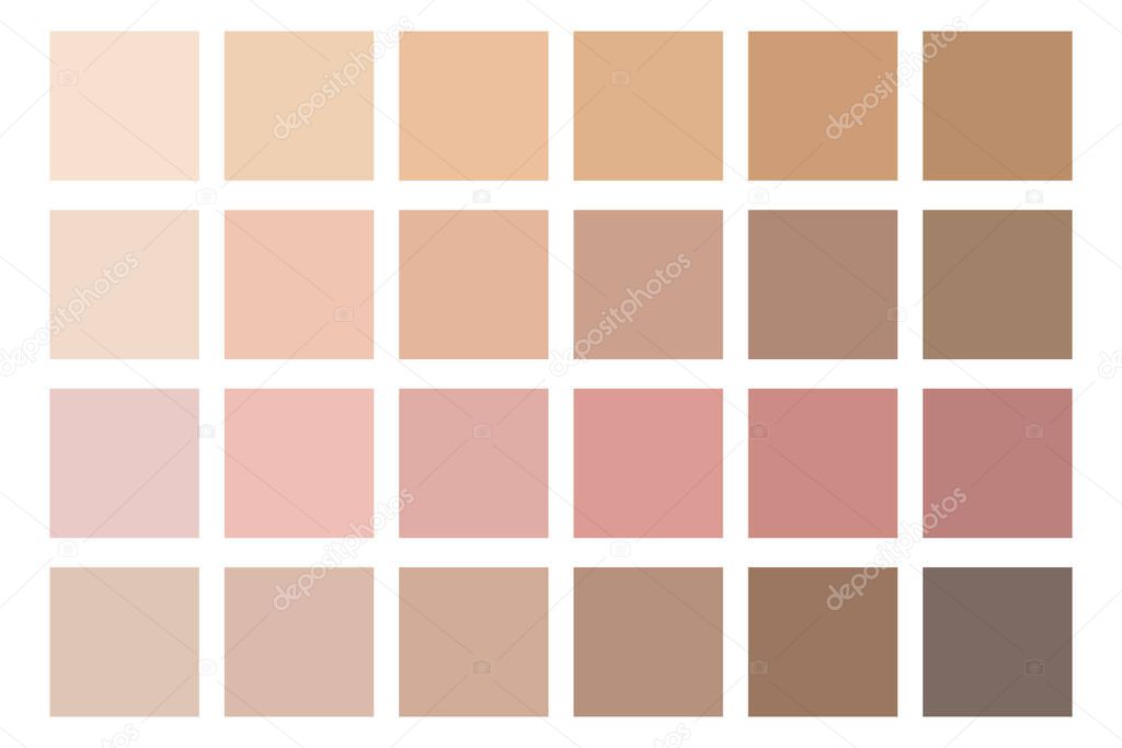 Skin color tones. Beige palette. Soft shades of the human body. The color of natural face care. Stock Photo.