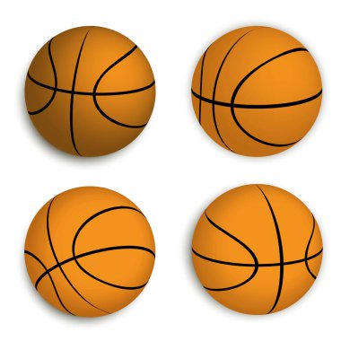Basketbol topları. Spor oyunu ikonu vektör simgesi. Turuncu gerçekçi takım yarışması logosu. Stok Fotoğrafı.