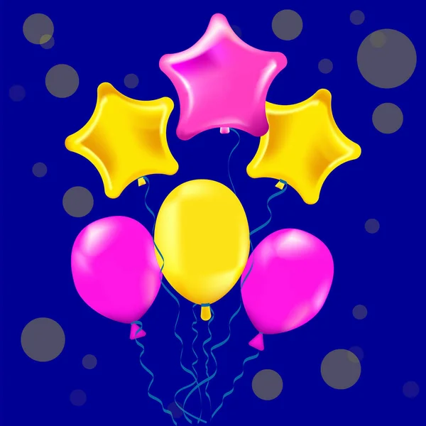 Воздушные Шары Голубом Фоне Векторный Дизайн Партийного Символа Цветной Подарок — стоковый вектор