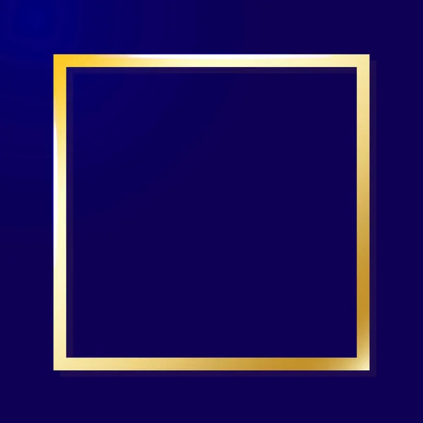 Goud Frame Een Blauwe Achtergrond Lichtlijn Een Donker Vlak Futuristische — Stockvector
