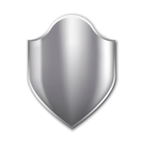 Silver Metal Shield Vector Protection Icon Badge Security Logo Stock — Stock Vector