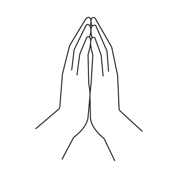 A kezek vektorképe az imában. Az Istenbe vetett hit illusztrációja. A vallásosság és a kereszténység szimbóluma. — Stock Vector