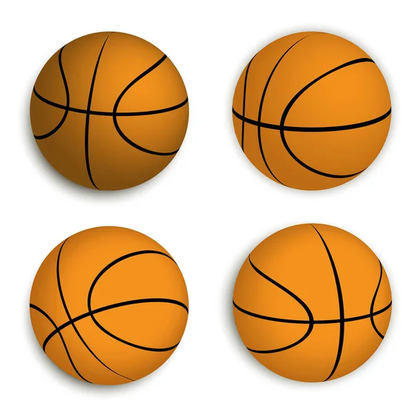 Balones de baloncesto. icono de juego de deportes icono vectorial. Logo de competición de equipo realista naranja . — Vector de stock