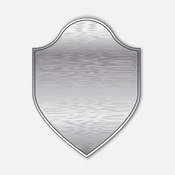 Silver Metall Blank Sköld Vaktmästarens Bricka Glänsande Säkerhetslogotyp Vektorikon Lagerfoto — Stock vektor