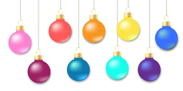 Christmas Balls Ornament Vector Image Christmas Toys Ropes Realistic Background — Stock Vector