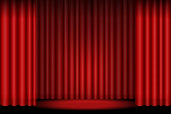 Cortina Roja Para Escenario Fondo Del Teatro Vectorial Cortina Terciopelo — Vector de stock