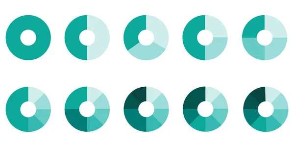 Grafico Delle Torte Serie Diagrammi Vettoriali Cerchi Con Segmenti Foto — Vettoriale Stock