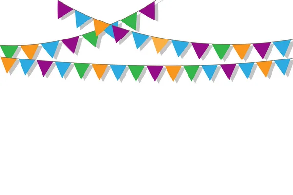 Verjaardagsvaantjes Een Slinger Van Vlaggen Driehoekige Spandoeken Ophangen Carnavalsversieringen Vectorbeeld — Stockvector