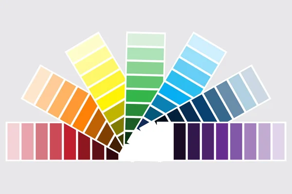 Paleta Colores Muestra Pinturas Colores Espectro Colores Cmyk Forma Abanico — Vector de stock