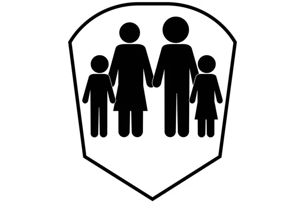 Pour Une Famille Bonne Santé Famille Dans Bouclier Insigne Assurance — Image vectorielle