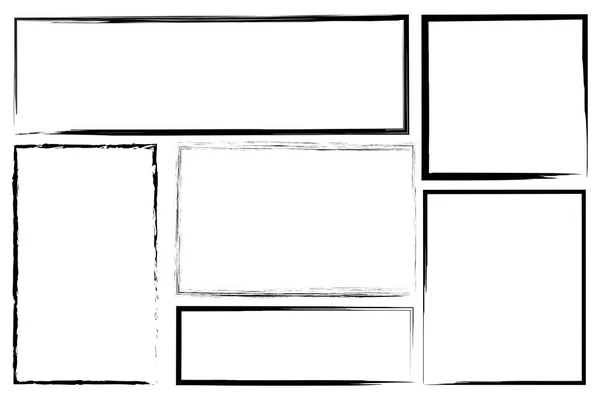 矩形框架结构 刷矩形 黑色框架设置 矢量图像 库存模板 — 图库矢量图片