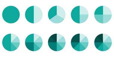 Pasta grafiği. Çember çizimi. Bölümlü bir grup daire. Dairesel bilgi grafikleri. Vektör görüntüsü. Stok fotoğrafı.