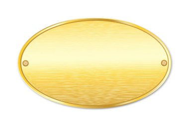 Altından yapılmış bir plaket. Metal altın plaka. Oval boşluk tabelası altından yapılmış. Vektör resmi.
