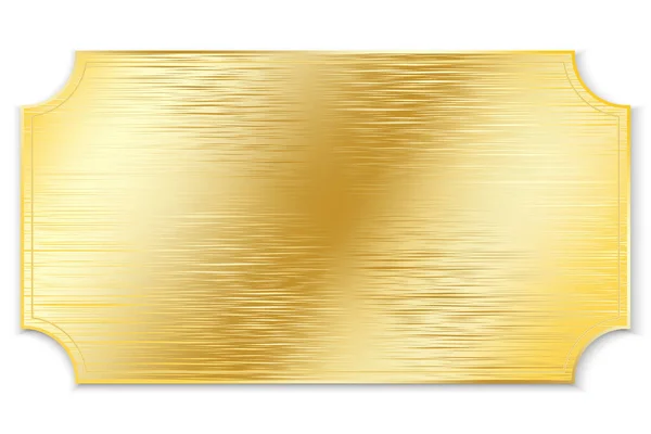 Goldteller vorhanden. Vektor-Metallplakette aus Gold. Altes Goldbrett gebürstet. — Stockvektor