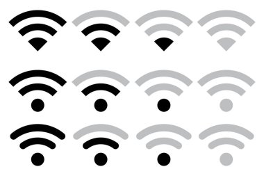 Wi-Fi sinyal simgesi. İnternet bağlantısı sembolü. Kablosuz ağ. Uydu bağlantısı. Vektör çizimi. Resim yükle.