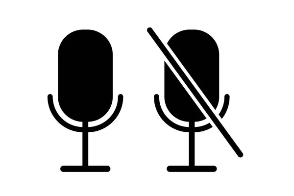 Піктограма Мікрофона Кнопка Mute Символ Запису Голосу Перехресний Мікрофон Векторні — стоковий вектор