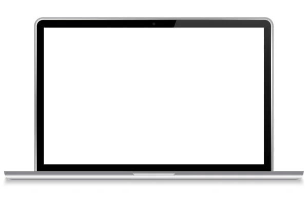 Beyaz Ekranlı Bir Laptop Boş Ekran Bilgisayar Modeli Modern Laptop — Stok Vektör