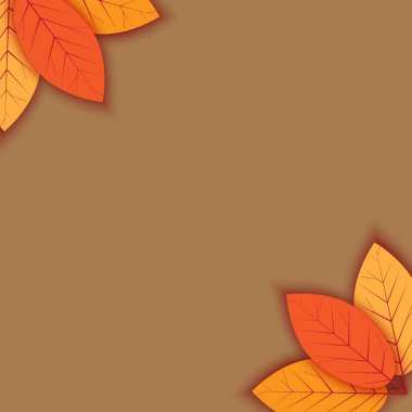 Sonbahar çarşafları. Kahverengi arka plan. Yeşillik çizimi. Ekim sanatsal geçmişi. Vektör görüntüsü. Stok fotoğrafı.