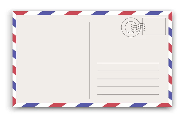 Post Card Retro Postcard Empty Letter Postmarked Paper Message Traveler — Stock Vector