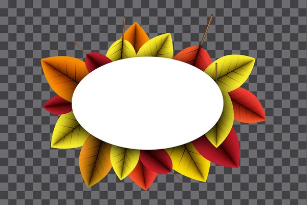 Decoratie Het Najaar Ovale Kaart Met Bladlijst Thanksgiving Decor Foliage — Stockvector