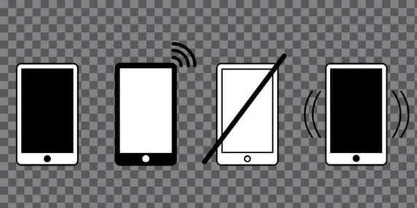 Smartphone Estados Establecidos Vibración Modo Silencioso Dispositivos Móviles Ilustración Vectorial — Vector de stock