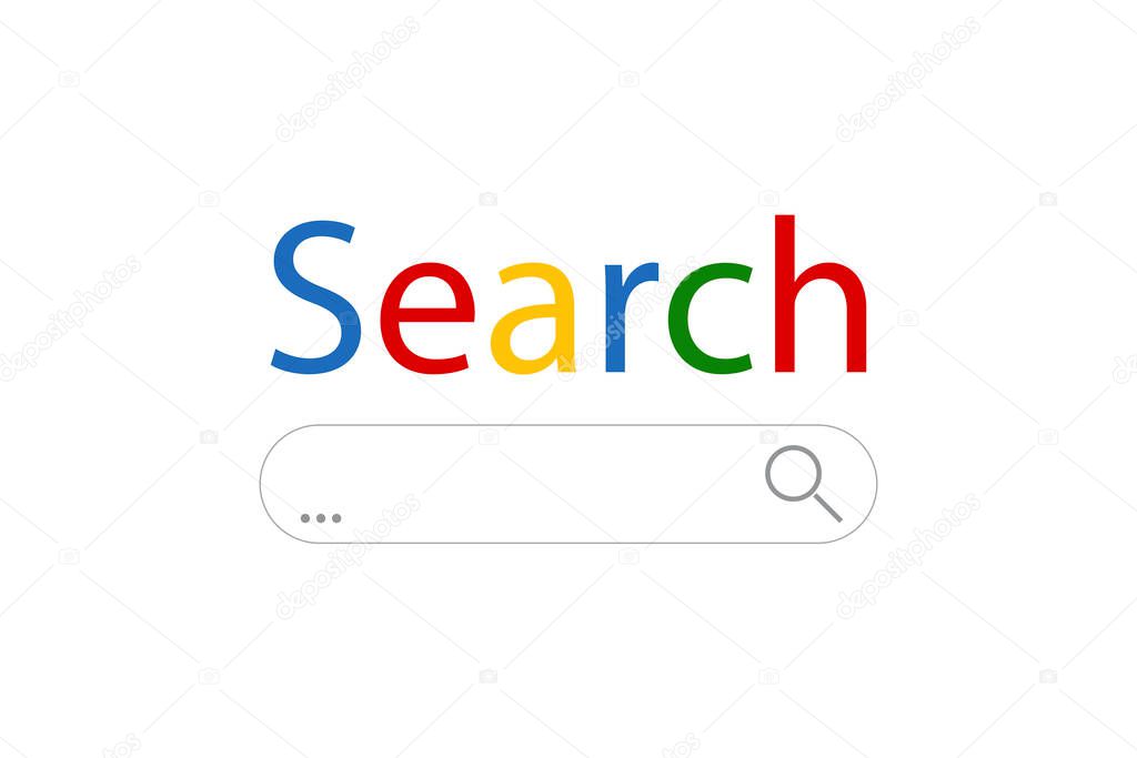 Search bar icon. Browser line template. Search window. Internet home page. Vector illustration. Stock image.