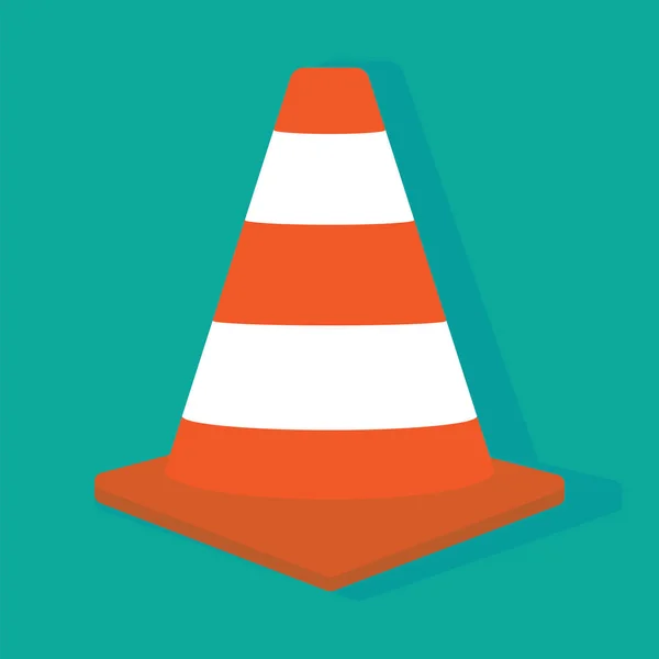Traffic cone. Orange sign of safety. 3d logo of road works. Obstacle to passage. Vector illustration. Stock image.