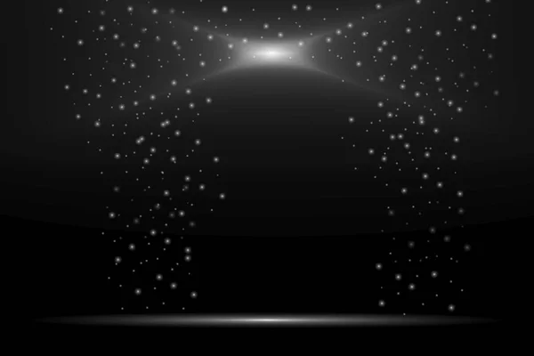Escena Fondo Negro Cortina Estrellas Brilla Sobre Fondo Oscuro Ilustración — Archivo Imágenes Vectoriales