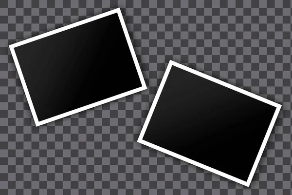 Collage van fotolijsten. Blanco afbeelding. Lege sjablonen. Zwarte foto 's met witte lijsten. Vectorillustratie. — Stockvector