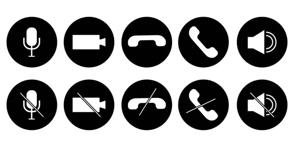 Set Icone Nel Telefono Microfono Simboli Della Batteria Icone Conversazione — Vettoriale Stock