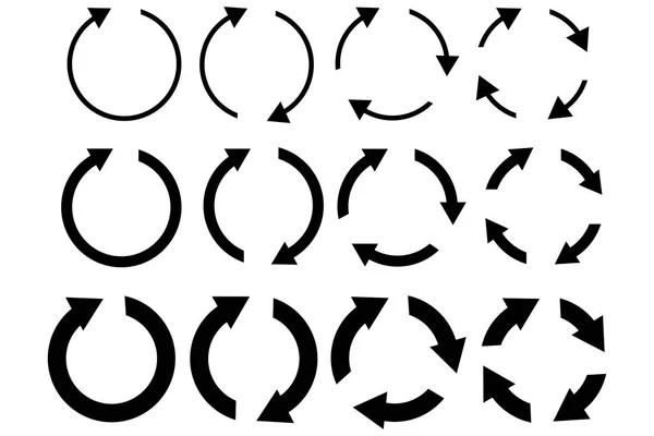 Icono Flecha Circular Símbolo Reciclaje Repita Signo Conjunto Círculos Con — Vector de stock