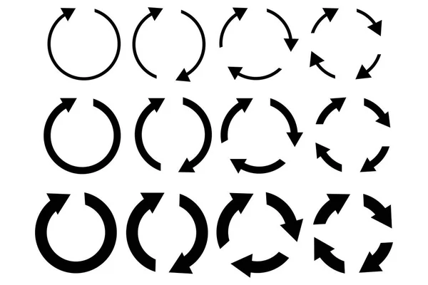 Conjunto Círculos Com Setas Sinal Reciclagem Infográficos Circulares Rotação Recarregar —  Vetores de Stock