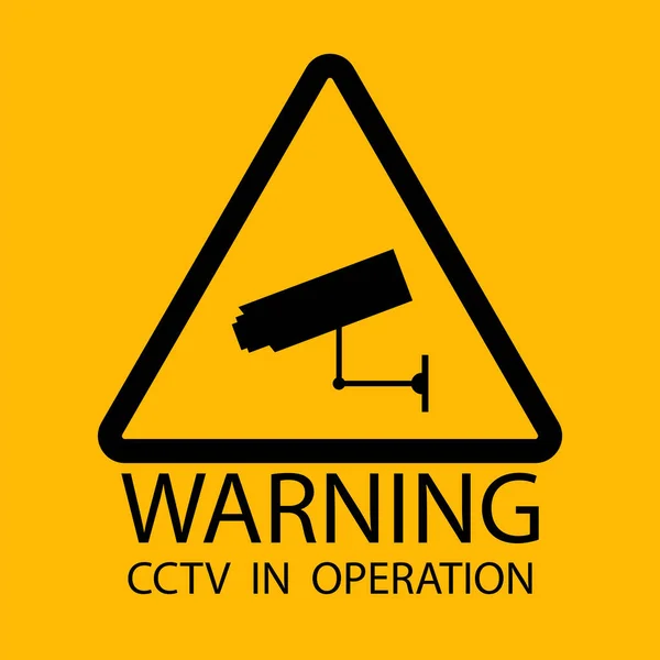 Znak Monitoringu Symbol Cctv Żółty Znak Kamerą Ilustracja Wektora Obraz — Wektor stockowy