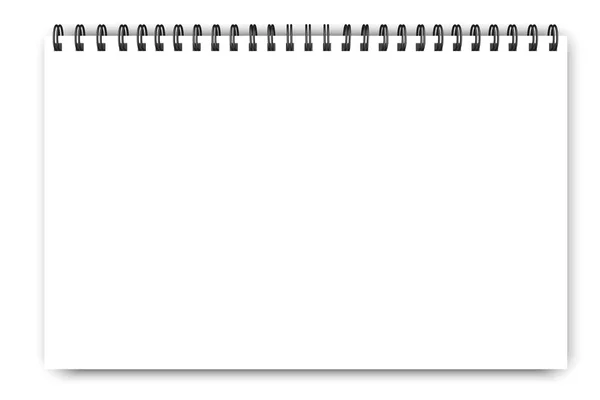 Not defteri kağıdı. Spiral not defteri yatay, her amaç için harika bir tasarım. Beyaz defter modeli izole edildi. Vektör çizimi. Resim yükle.