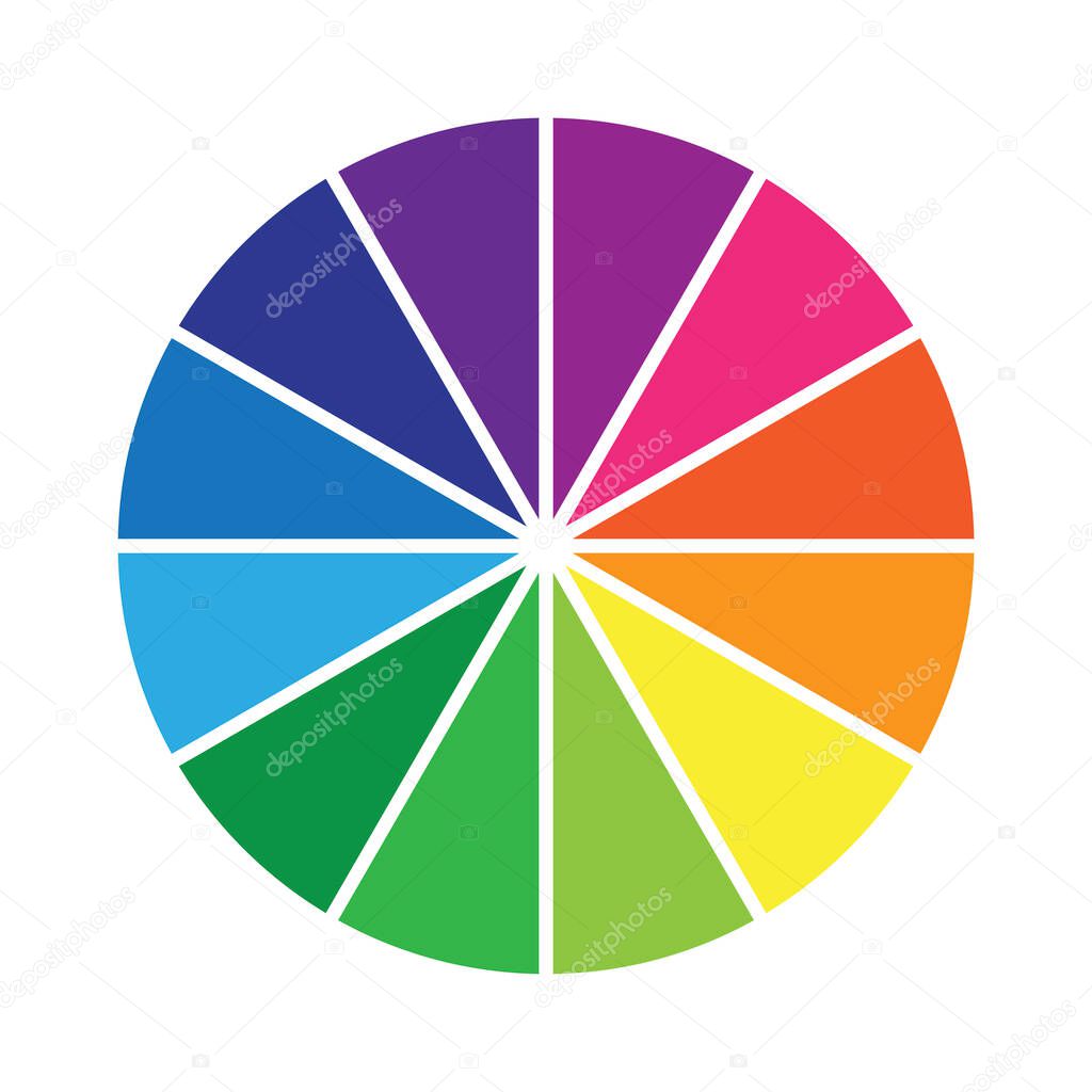 Sector color wheel. Multi-colored wheel. Segmented palette. Round multicolored chart. Vector illustration. Stock image.