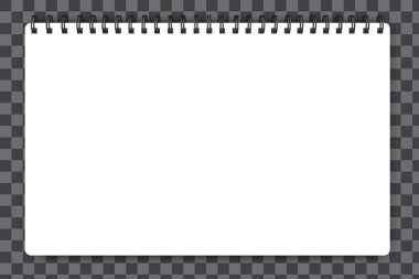 Beyaz defter modeli izole edildi. Notepad spiral yatay, her amaç için harika bir tasarım. Not defteri kağıdı. Vektör çizimi. Resim yükle.