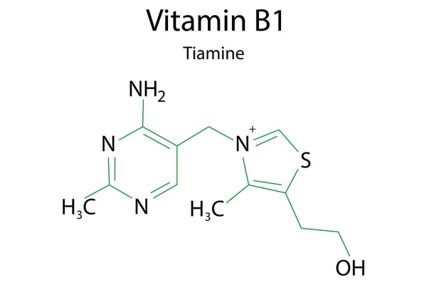 Vitamine Formule Voor Ontwerp Van Gezondheidszorg Thiamine Als Gezond Voedsel — Stockvector