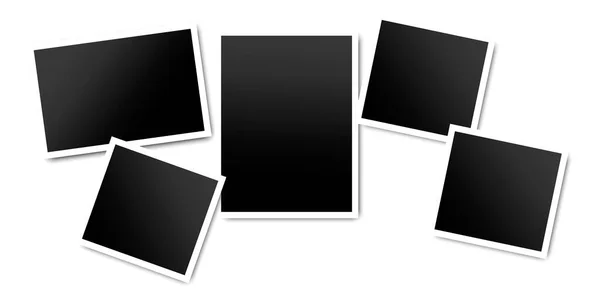 Fényképkeret Üres Fekete Fotó Fekete Fotók Fehér Kerettel Vektor Illusztráció — Stock Vector