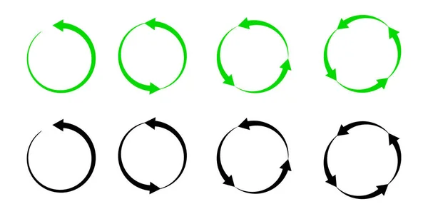 Flechas Circulares Verdes Negras Símbolo Reciclaje Movimiento Firma Recarga Ilustración — Vector de stock